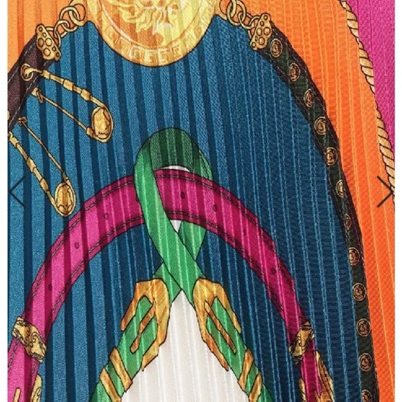 VERSACE BAROCCO RODEO PRINT PLEATED WOMEN’S MIDI SKIRT - Picture 3 of 4